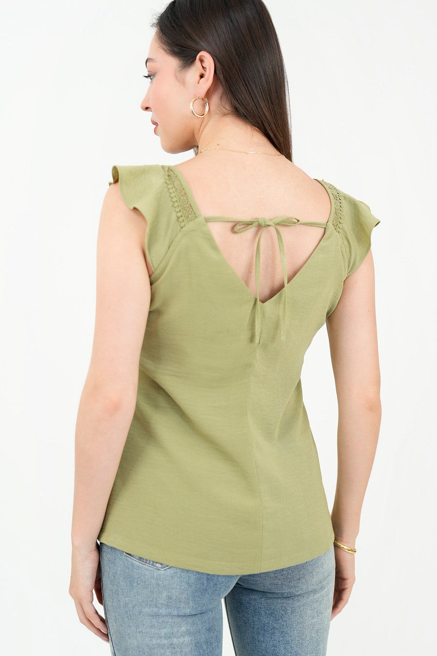 Blusa manga corta bolillo calado