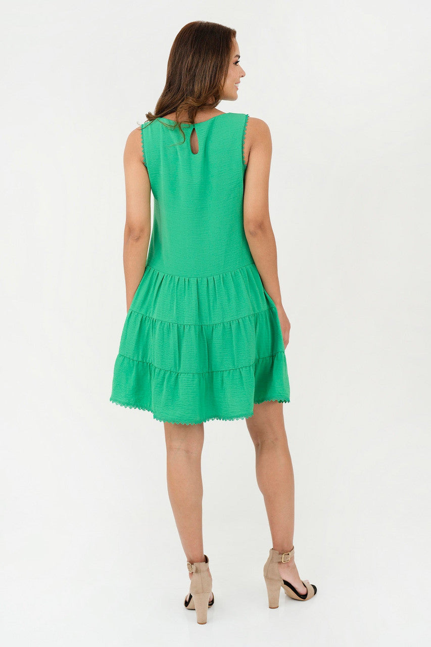 Vestido Manga Cero Escote Ojal