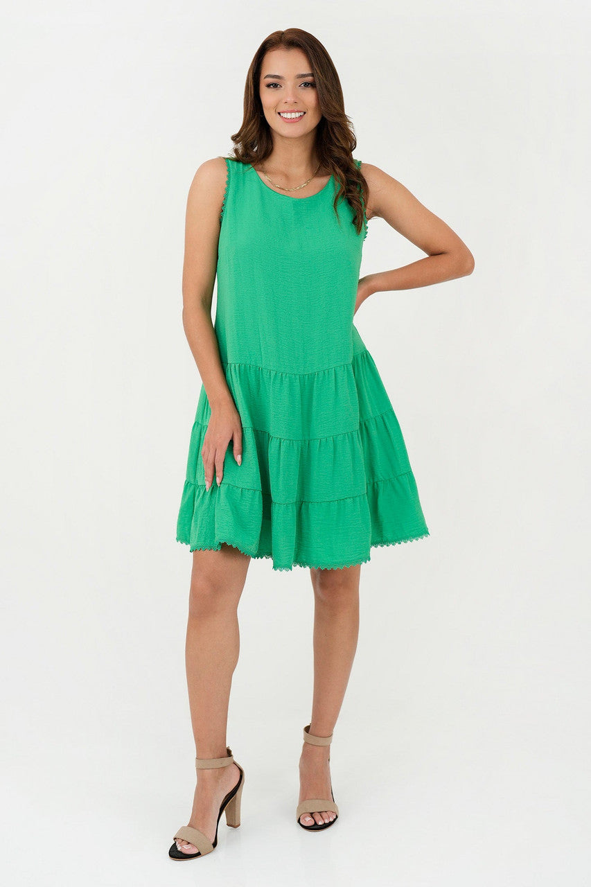 Vestido Manga Cero Escote Ojal