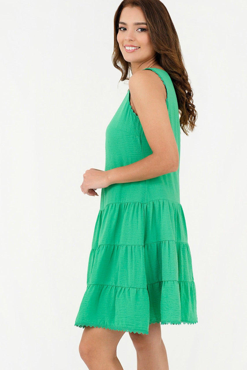 Vestido Manga Cero Escote Ojal