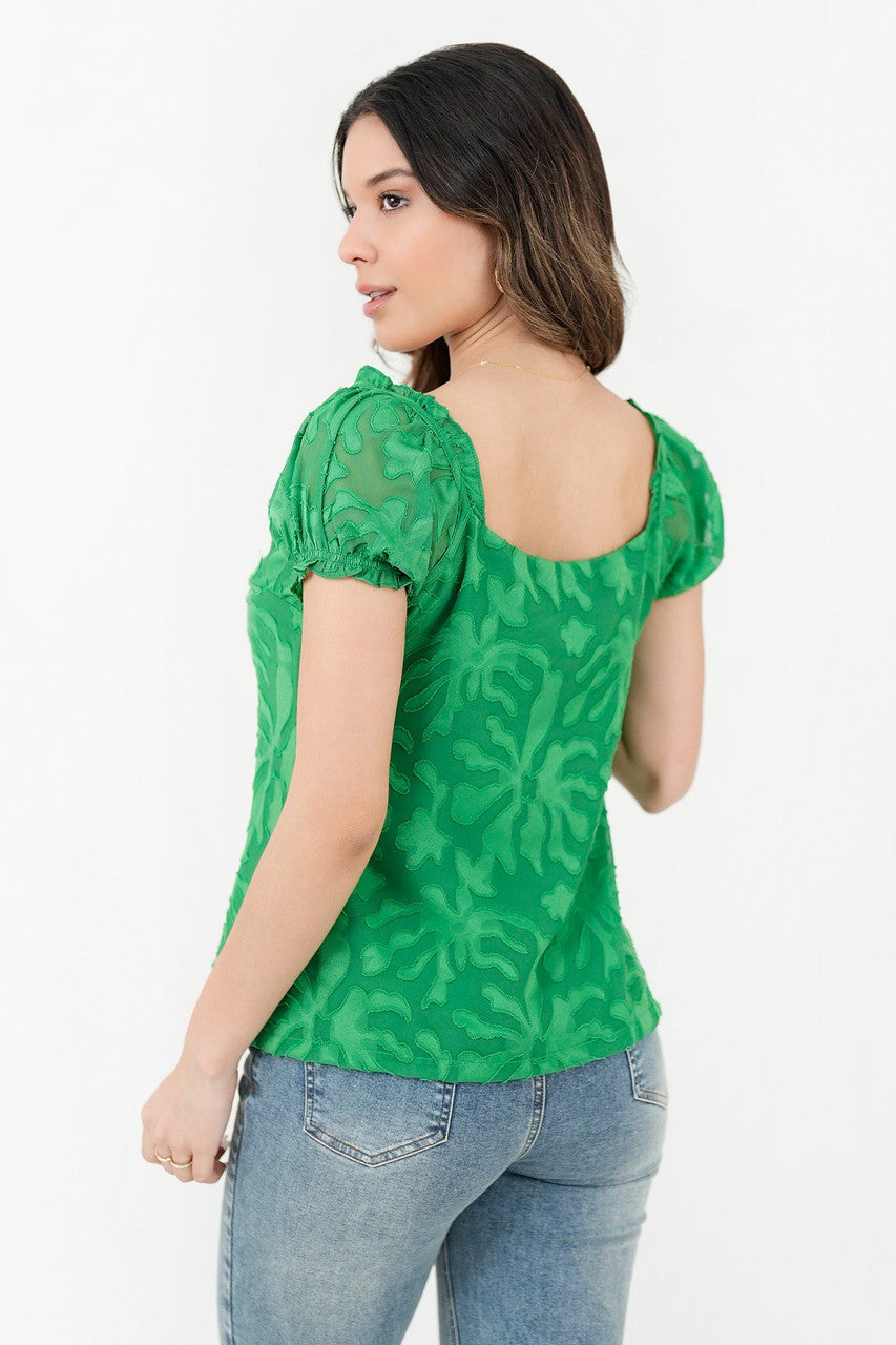 Blusa Manga Abullonada Corta Escote Bobito