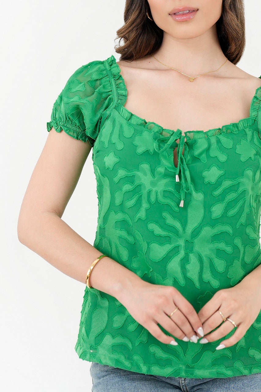 Blusa Manga Abullonada Corta Escote Bobito
