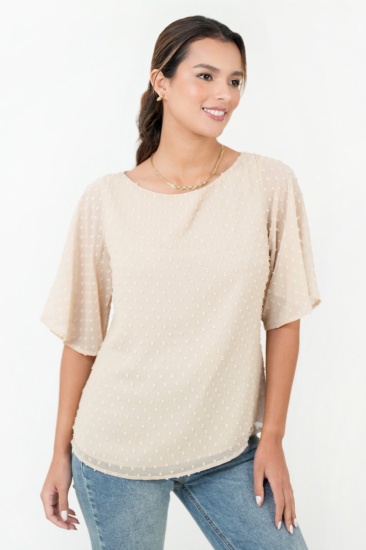 Blusa Manga 3/4 Acampanada Forrada BLU06013GSABEILA