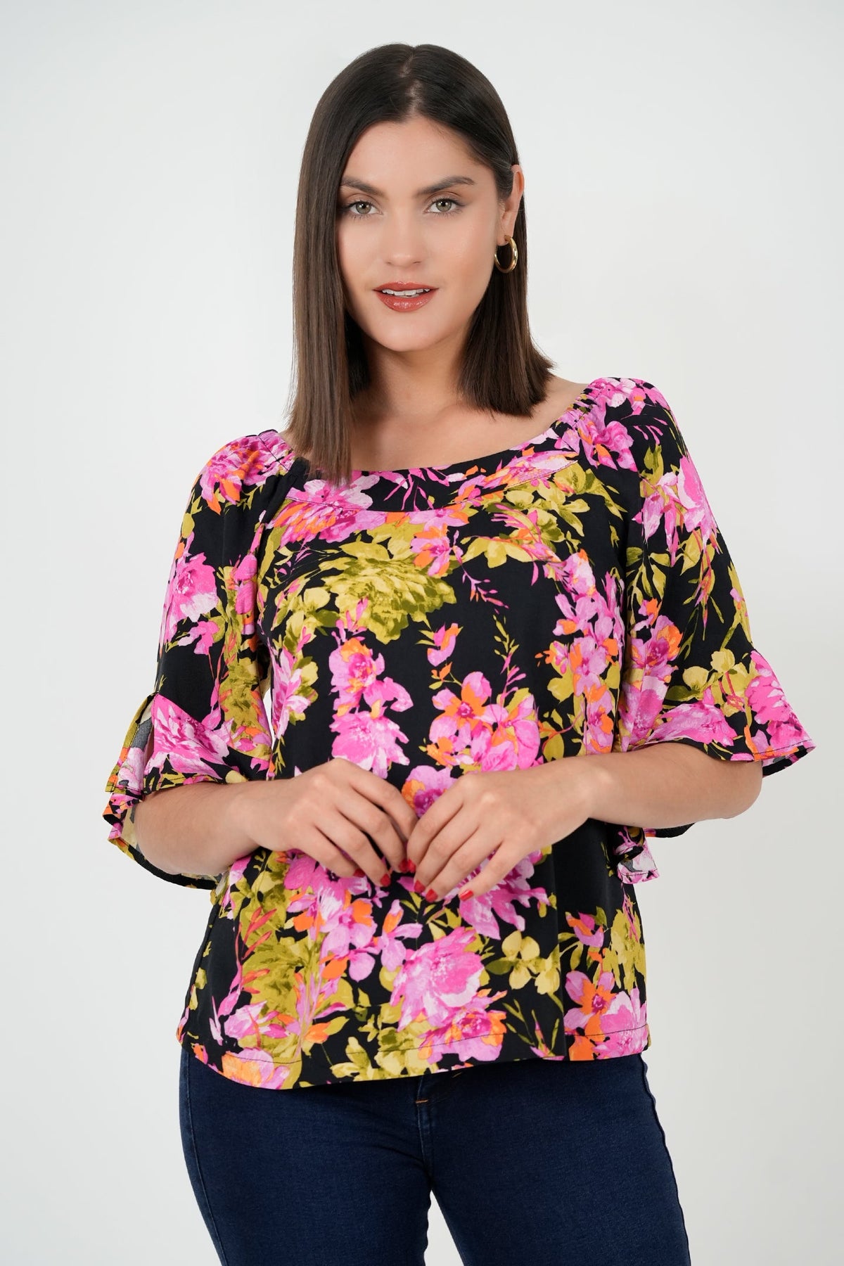 Blusa Manga 3/4 Elástico Cabezamanga BLU04048CRGNEGSM