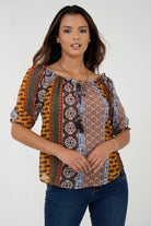 Blusa Manga Abullonada 3/4 Escote Bote BLU05005GSACMLSM