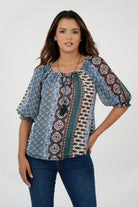 Blusa Manga Abullonada 3/4 Escote Bote BLU05005GSACOBSM