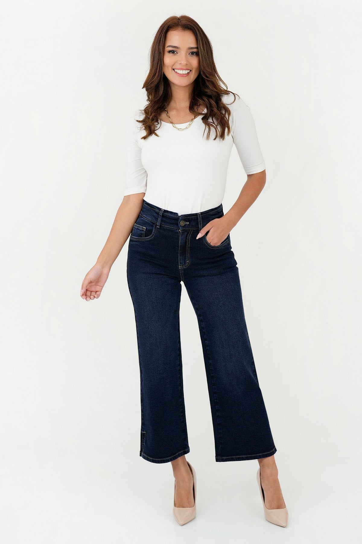 Pantalón Recto Clásico en Denim PAN06154DENAZL28