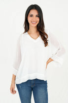 Blusa Manga Larga Murciélago Escote En V BLU05124GSAHUESM
