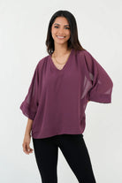 Blusa Manga Larga Murciélago Escote En V BLU05124GSAUVAME