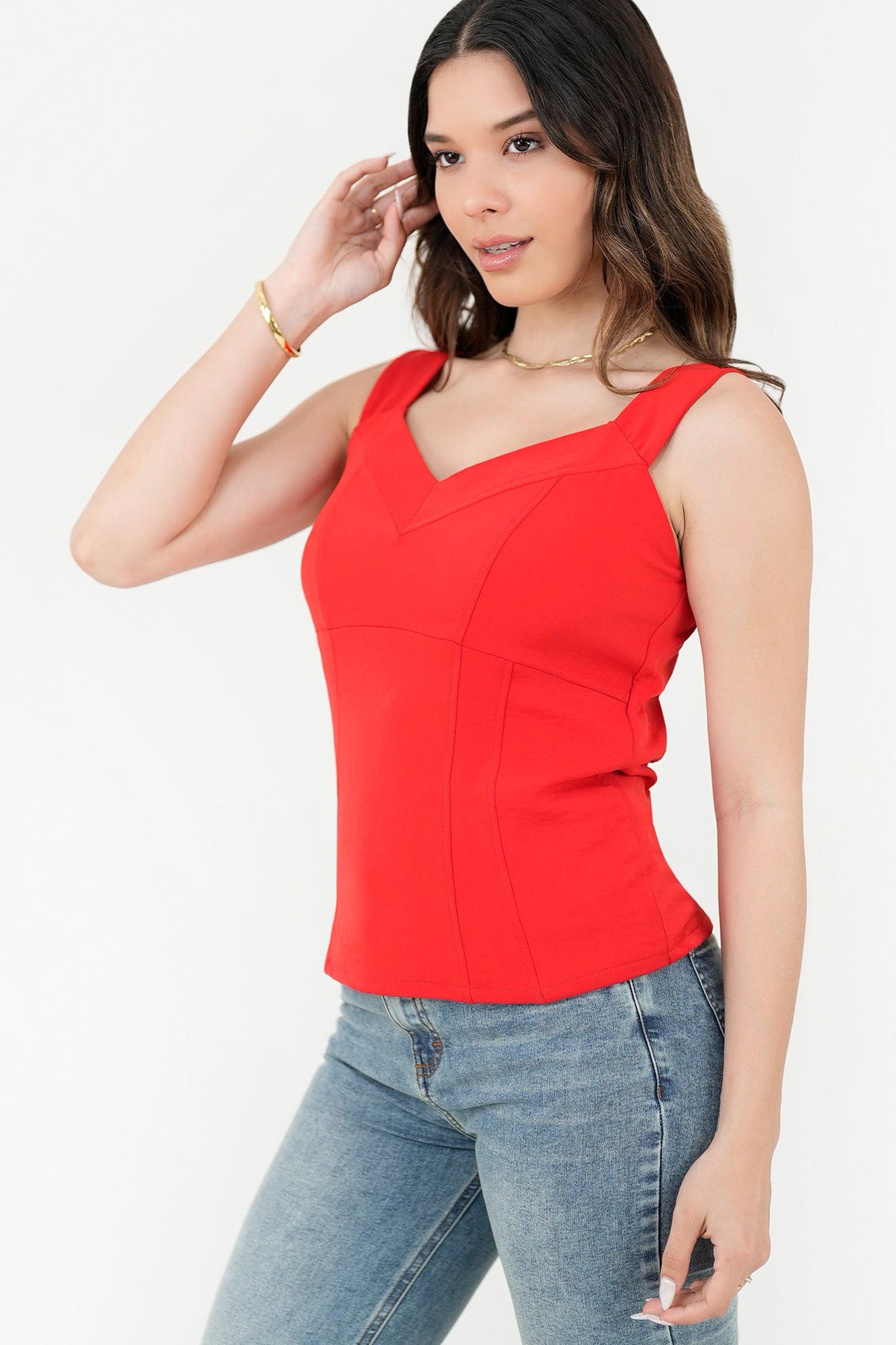 Top Tiras Anchas Corte Princesa TOP06081SDAROJME