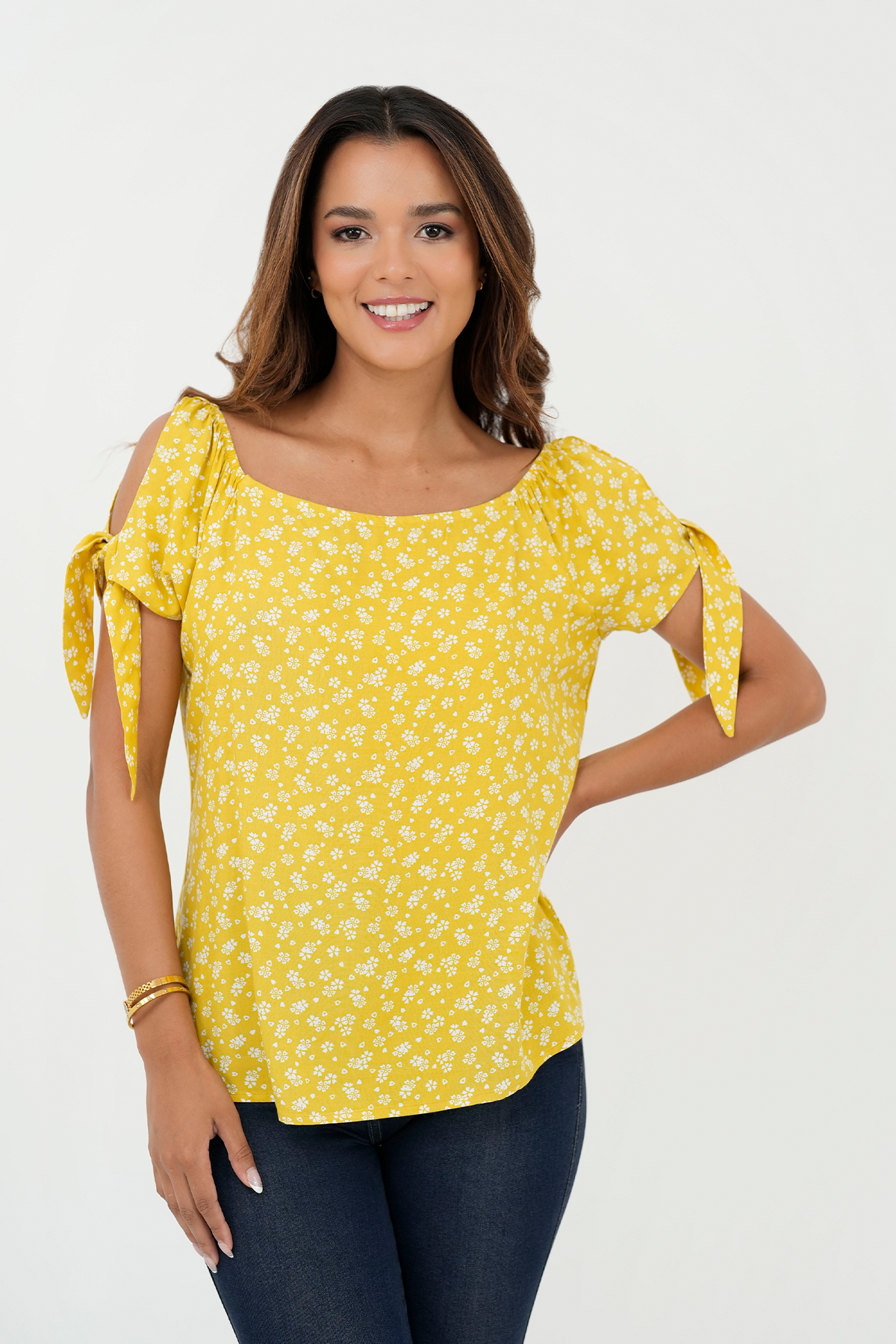 Blusa Manga Corta Tela Chalís Rígida BLU05145CRGMTZSM