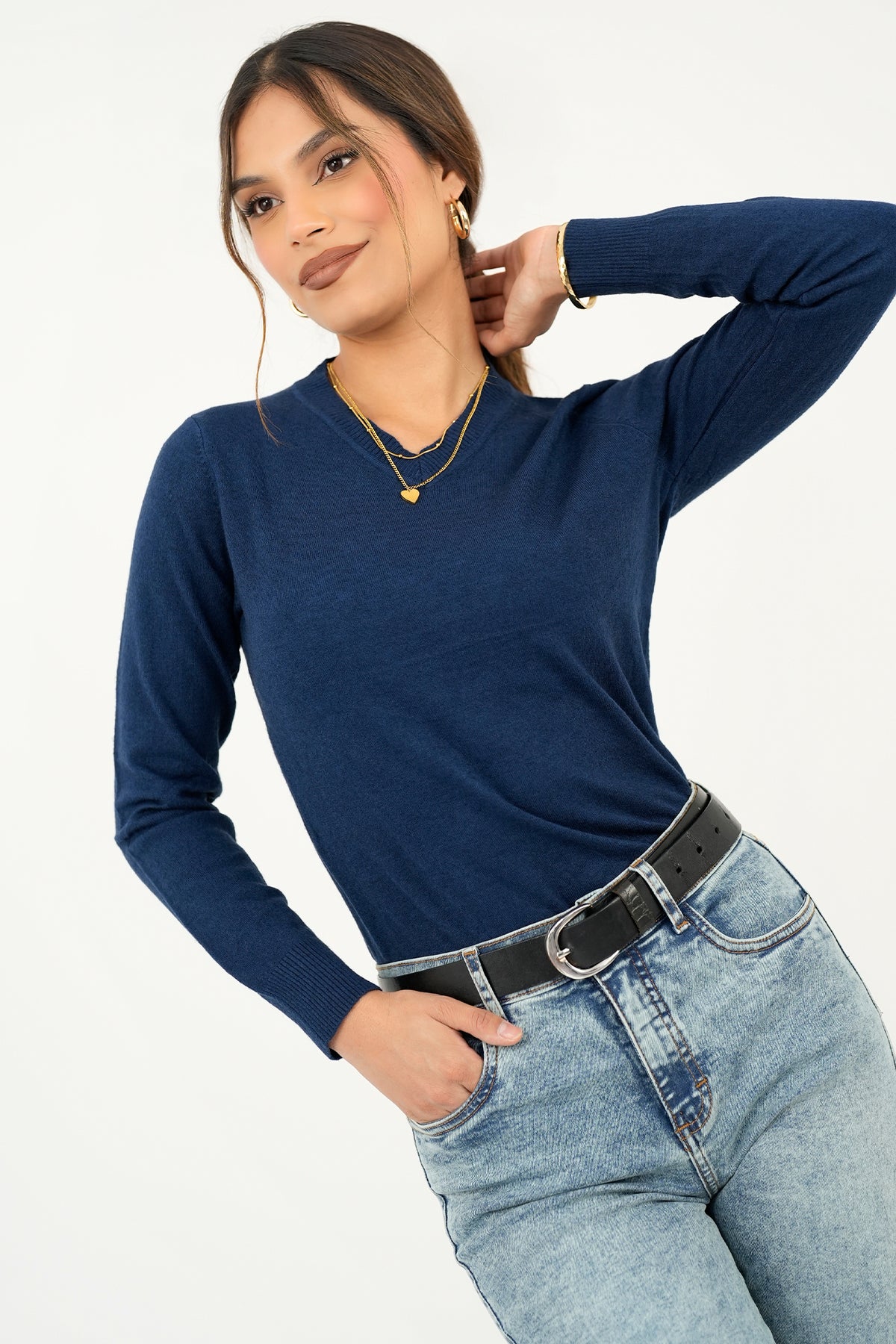 Chompa cuello en V clásico CHO07193HVZAZMMS