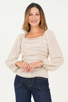 Blusa manga larga Corpiño drapeado BLU07098GSABCLLA