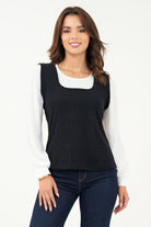 Blusa/Chaleco cuello redondo BLU07091CHPNEGSM
