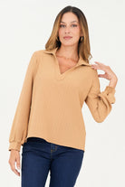 Blusa manga larga cuello sport BLU07130BGNCAMME