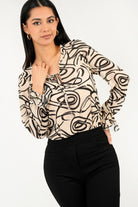 Blusa manga larga lleva bobo en el escote BLU07165GETBEIXL