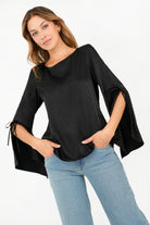 Blusa manga larga abertura en la manga BLU07172SDANEGXL