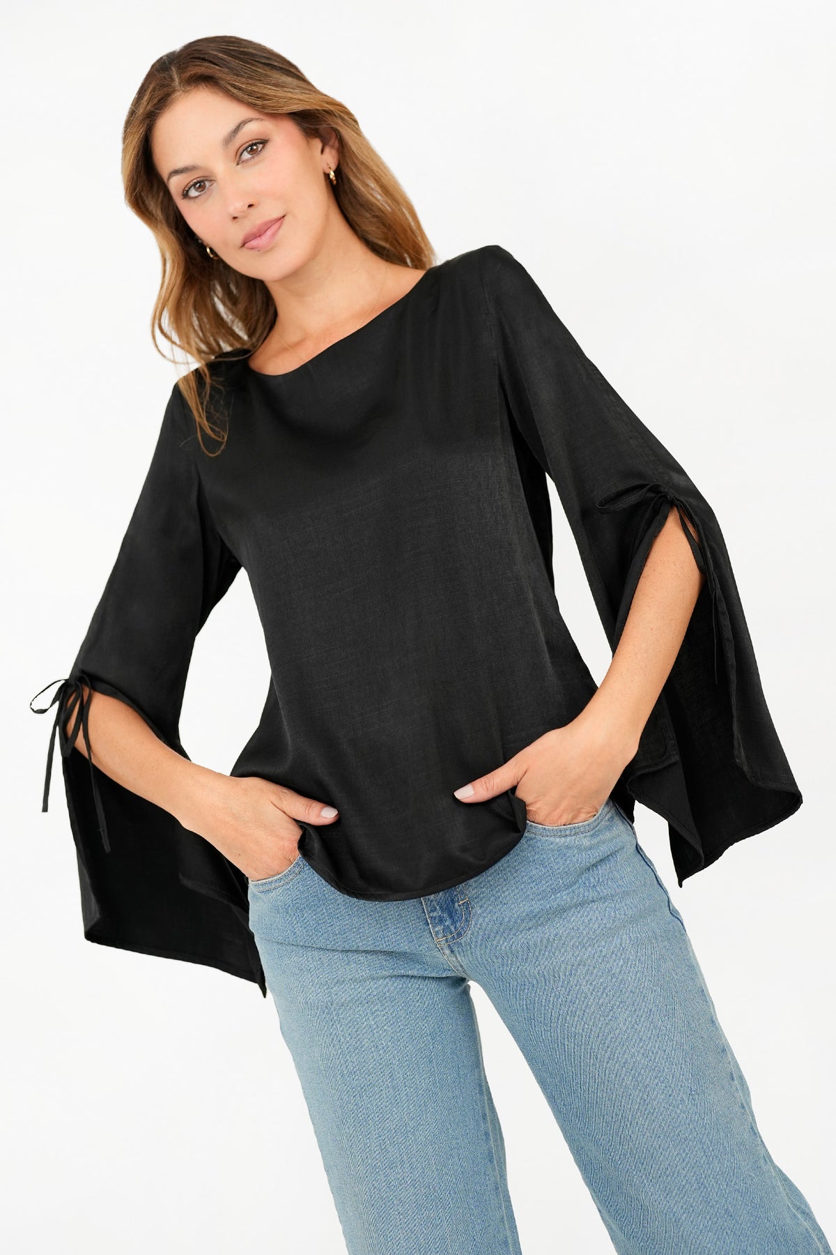 Blusa manga larga abertura en la manga BLU07172SDANEGXL