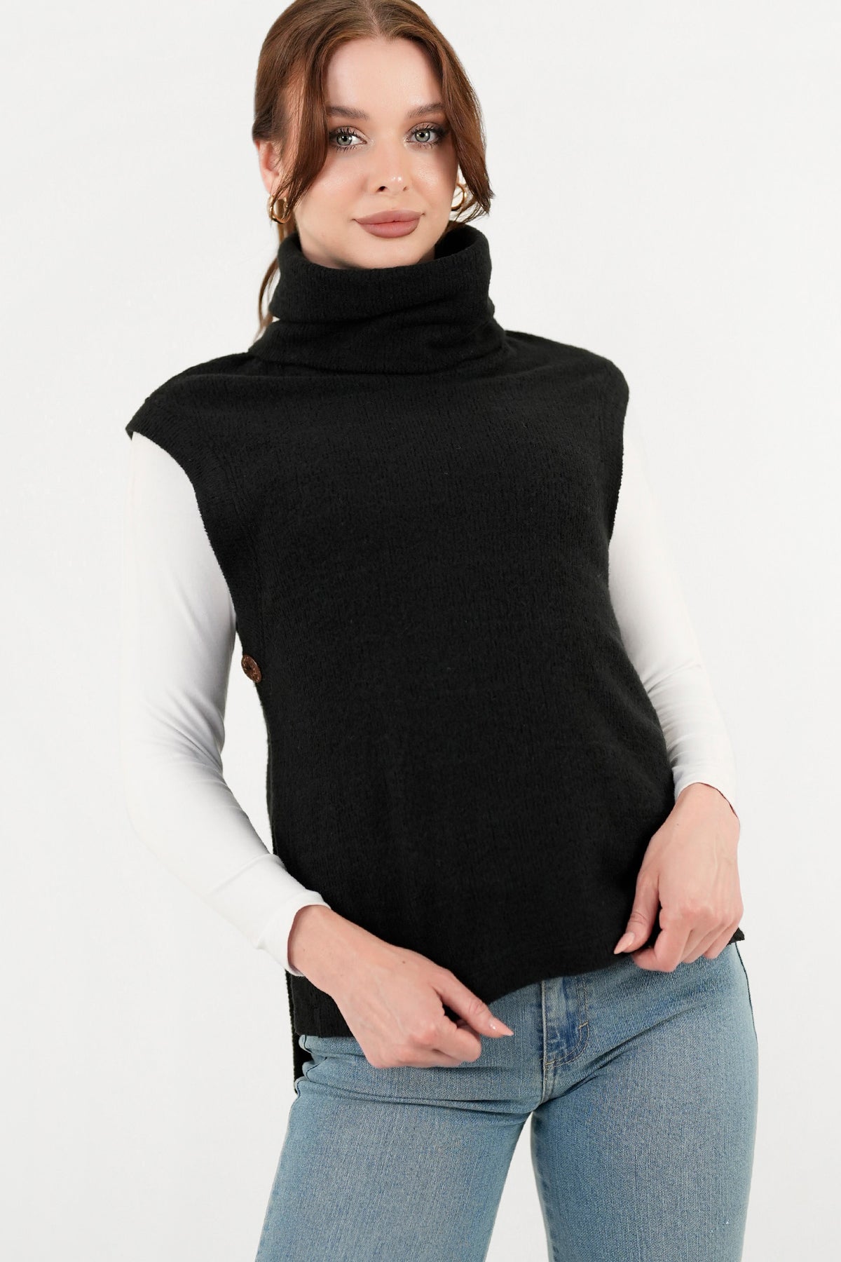 Chaleco cuello alto CHL07076CHPNEGLA