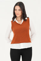 Blusa/Chaleco cuello en V BLU07026CHPLACSM