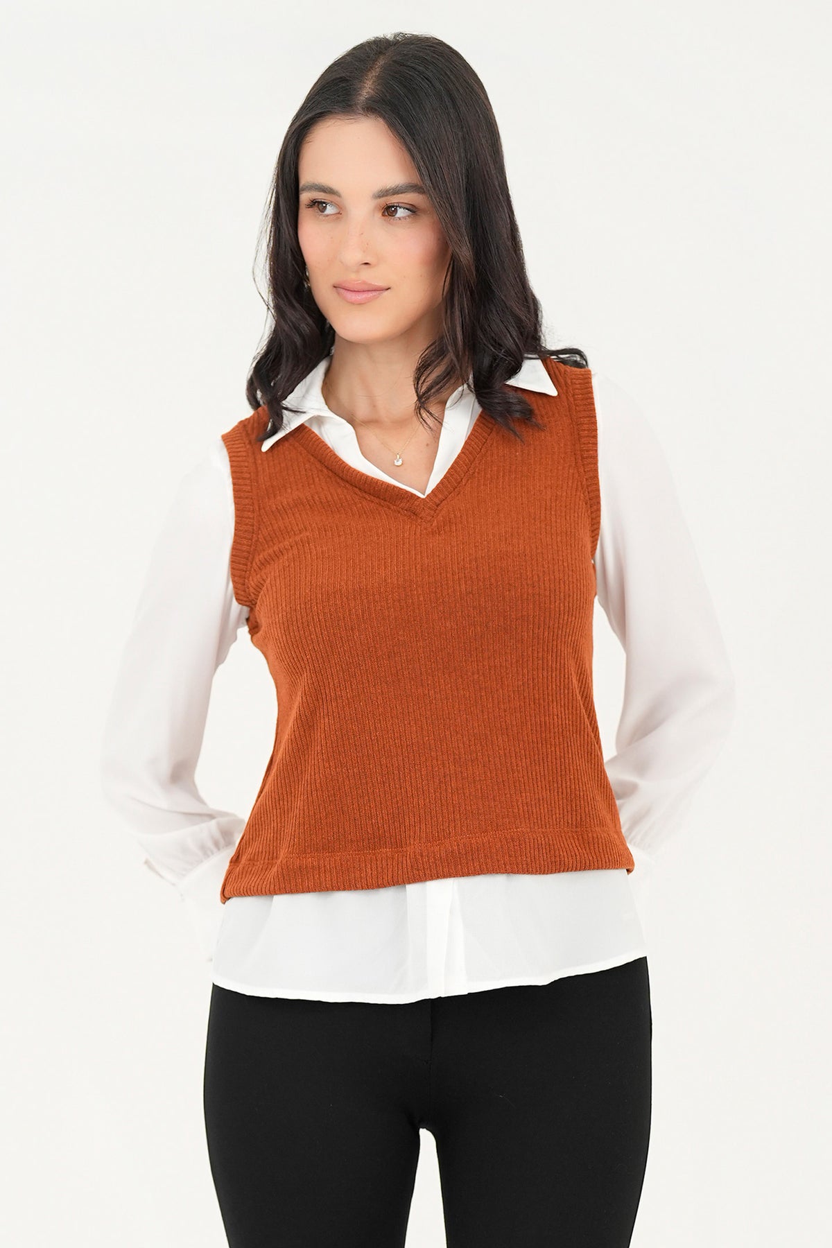 Blusa/Chaleco cuello en V BLU07026CHPLACSM