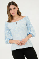 Blusa Manga 3/4 Ghaia Estampada con Escote Bote BLU08028LSDCELXL