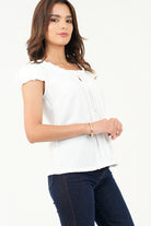 Blusa Bengalina Jacquard con Lazo BLU08041BGNHUELA