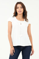 Blusa Bengalina Jacquard con Lazo BLU08041BGNHUESM