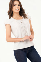 Blusa Bengalina Jacquard con Lazo BLU08041BGNBEIXL