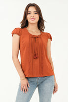 Blusa Bengalina Jacquard con Lazo BLU08041BGNOCRLA