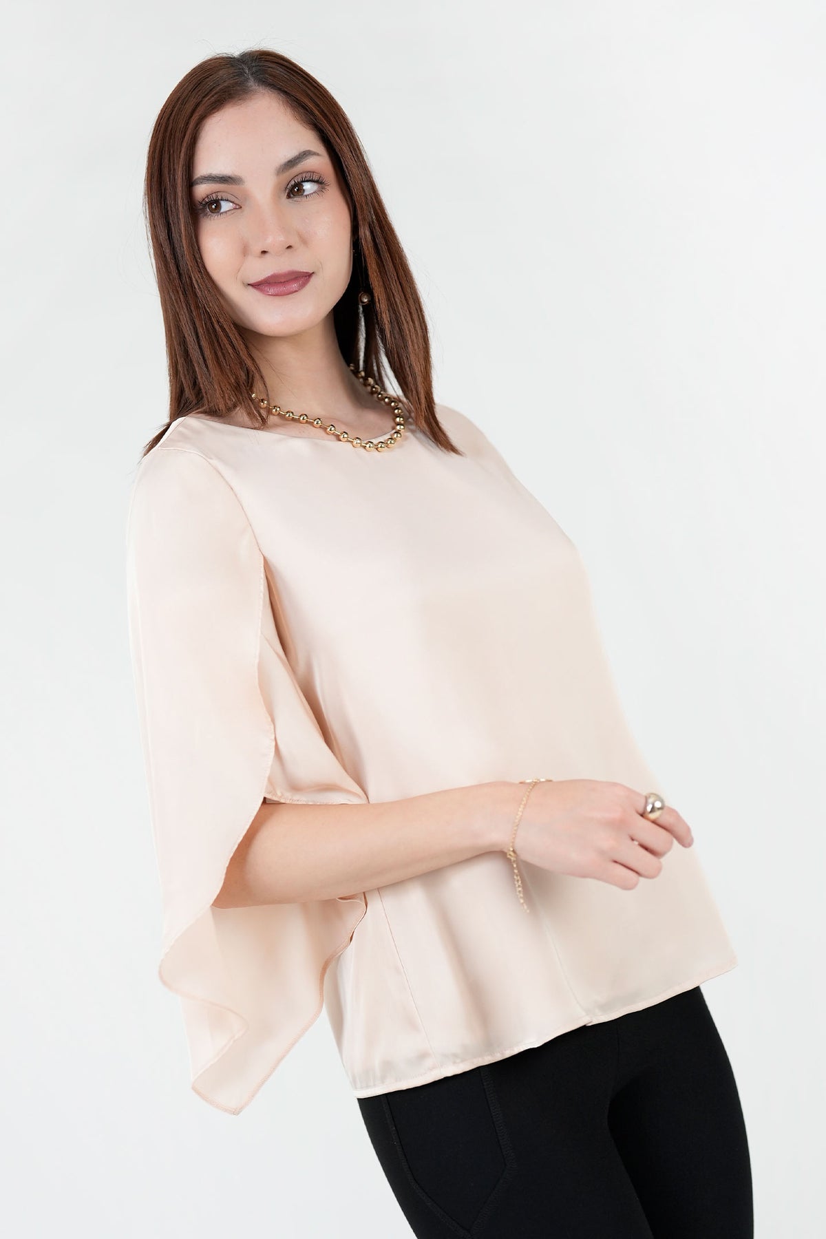 Blusa Seda Satín Manga Tulipán BLU08126SSTBEIME
