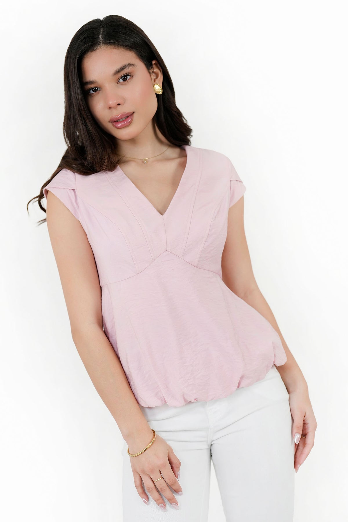 Blusa Manga Corta Seda Bali Manga Tulipán BLU08055SDAPRSLA