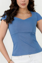 Blusa  Manga corta Stonne Licrado Escote Corazón BLU08096MXTACRME