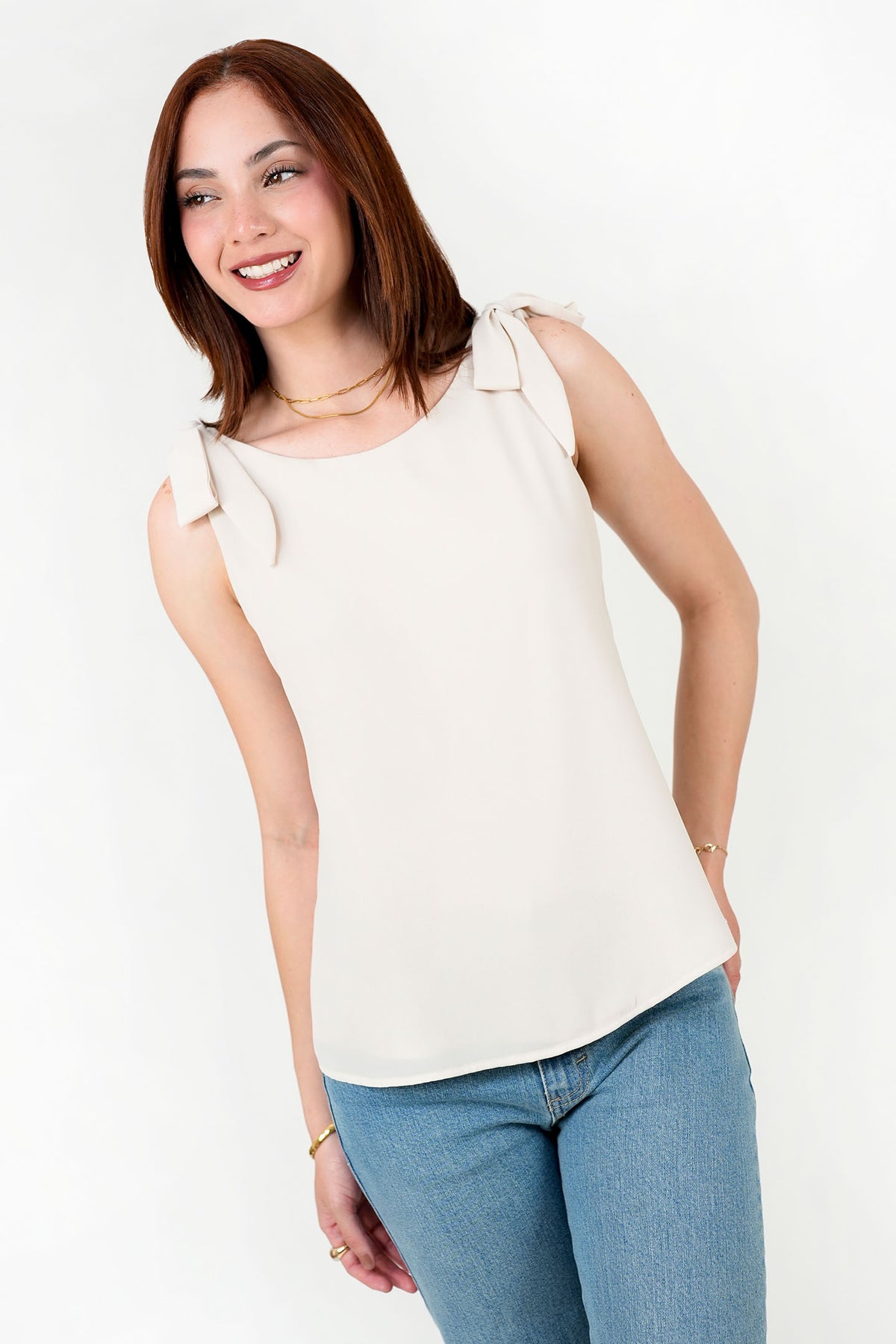 Blusa Gasa Crepé con Lazos en los Hombros BLU08075GCPBCLLA