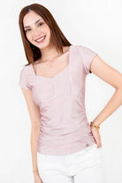 Polo Spandex Satín Escote Corazón Drapeado POL08083LYSPRSME