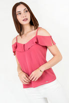 Blusa Gasa Hindú con Ruffle BLU08099GAHFRQME