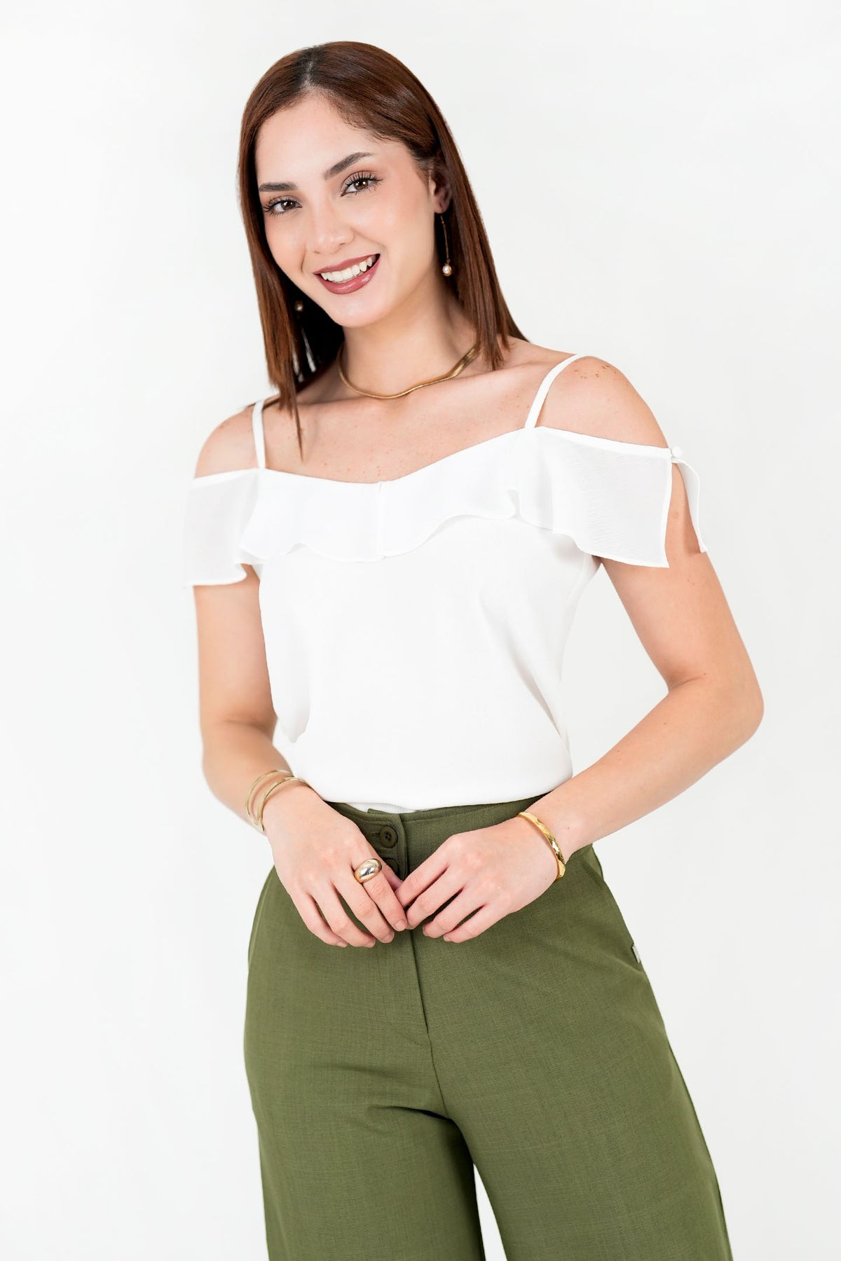 Blusa Gasa Hindú con Ruffle BLU08099GAHHUELA