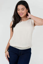 Blusa Gasa Motas con Pretina Abuchonada BLU08129GPTBEIME