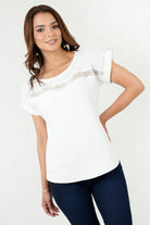 Blusa Mara Escote Ojal con Bolillo Calado BLU08162SRRHUESM