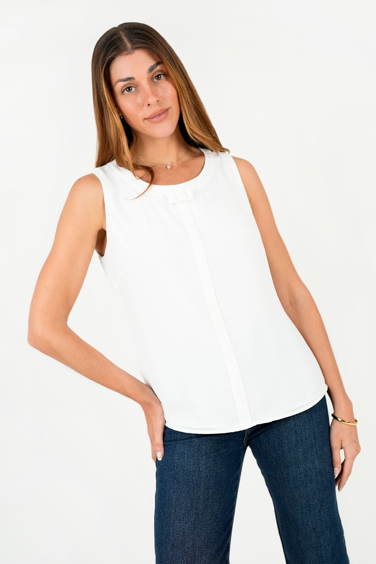 Blusa Gasa Crepé Escote Ojal con Lazo BLU08079GCPHUESM