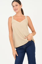Top Vienna Tiras Anchas con Brillo Escote V TOP07156BGNBEISM