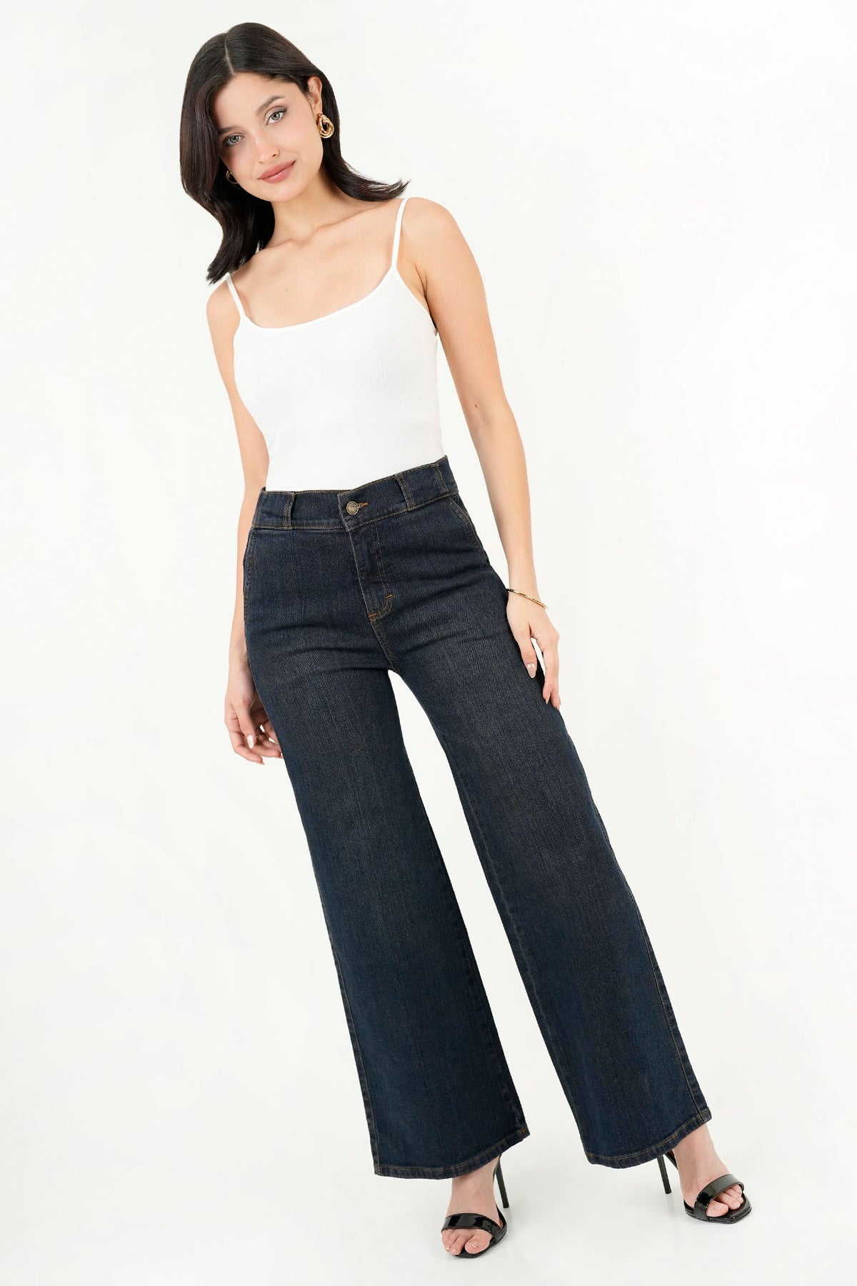 Pantalón Palazo Denim con Bolsillos Laterales PAN09070DENAZL32
