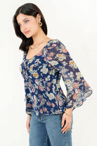 Blusa Escote Redondo Manga 3/4 Acampanada BLU09021GETAZLME