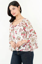 Blusa Escote Redondo Manga 3/4 Acampanada BLU09021GETHUEME