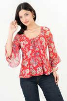 Blusa Escote Redondo Manga 3/4 Acampanada BLU09021GETROJME