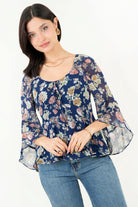 Blusa Escote Redondo Manga 3/4 Acampanada BLU09021GETAZLLA