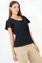 Blusa Manga Corta Campanita Seda Licrada BLU09098SSONEGME