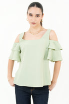 Blusa Manga 3/4 Off Shoulder Escote Bote Holgado BLU06011GVAVEDSM