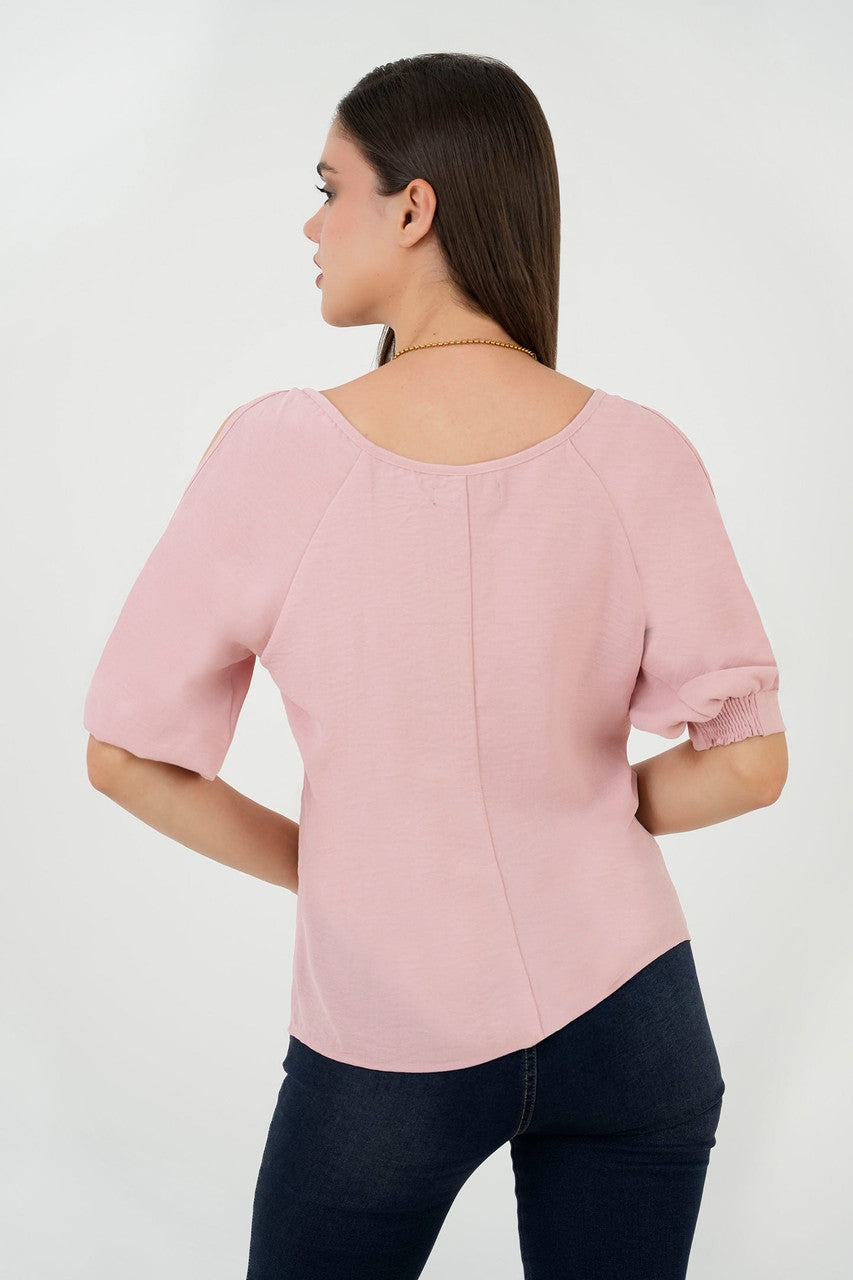 Blusa Manga 3/4 Canesú Bolillo Calado