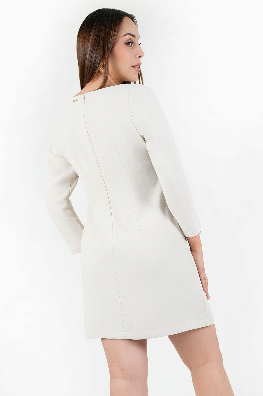 Vestido corto en Verona Crepe con escote ojal